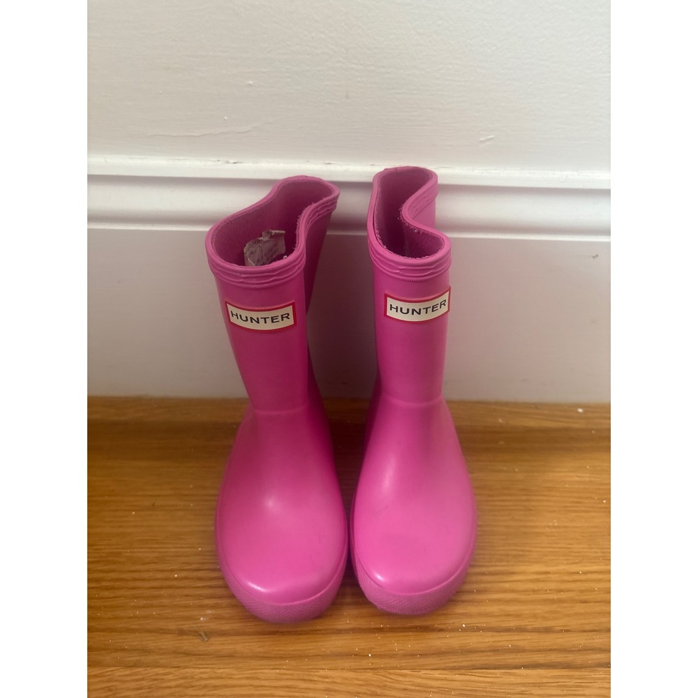 Hunter Kids First Classic Rain Boots Pink Matte Rubber Wellies Size 7 Toddler